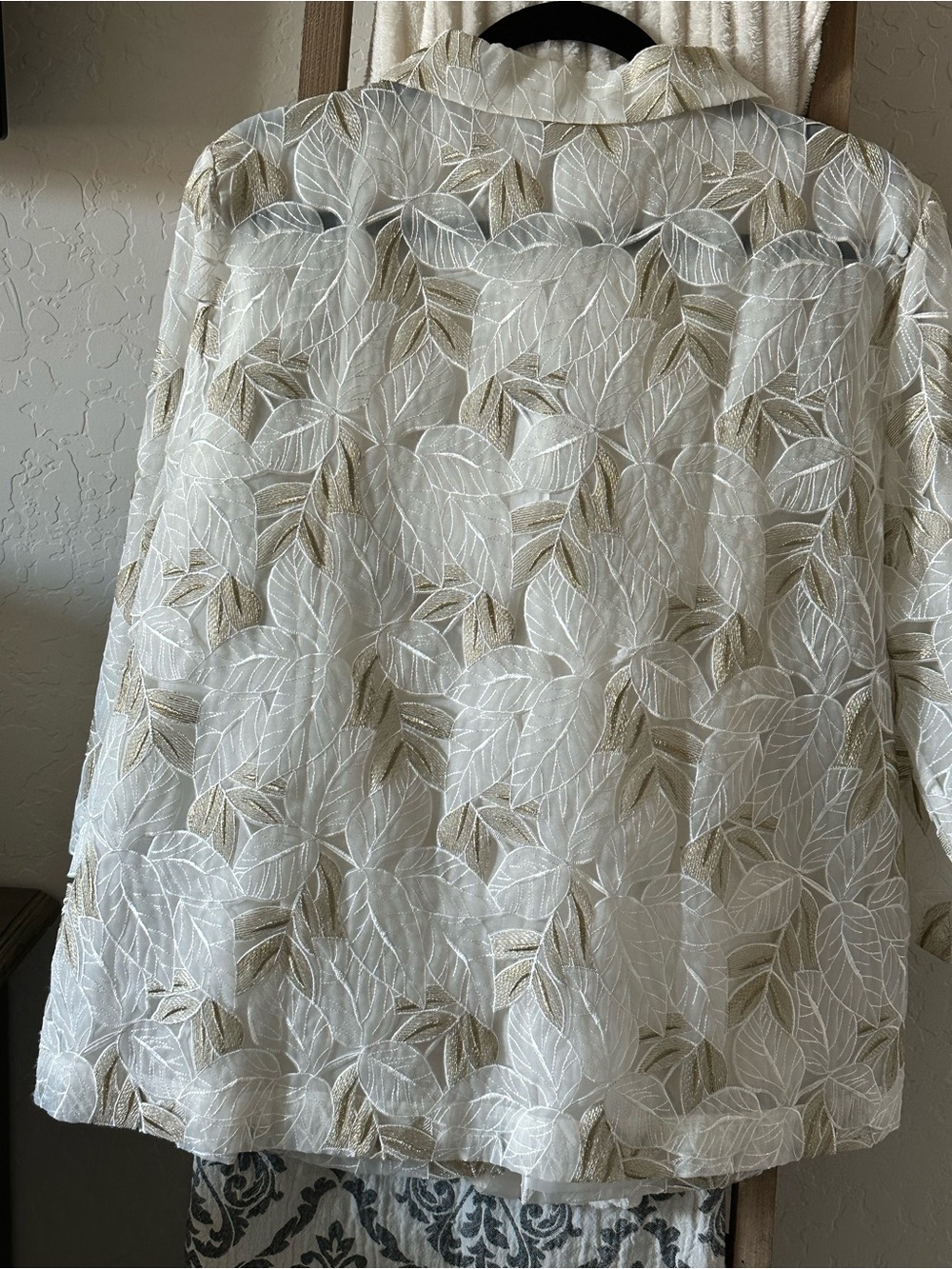 Chico's White Jacket with Beige Floral Embroidery - Picture 6 of 6